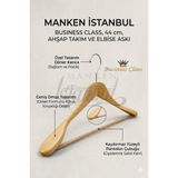 Manken İstanbul Business Class 15 Adet 44 cm Masif Ahşap Takım Elbise Askısı Palto Askısı Ceket Askısı - Ahşap Rengi