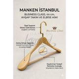 Manken İstanbul Business Class 20 Adet 44 cm Gold Italyan Kanca Masif Ahşap Elbise Askısı Palto Askısı Ceket Askısı - Ahşap Rengi