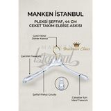 Manken İstanbul Business Class 20 Adet 44 cm Pleksi Şeffaf Gold Kanca Erkek Takım Elbise Askısı Palto Ceket Askısı