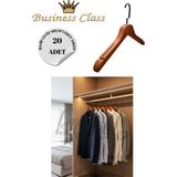 Manken İstanbul Business Class 20 Adet 44 cm Siyah Italyan Kanca Masif Ahşap Takım Elbise Askısı Palto Ceket Askısı
