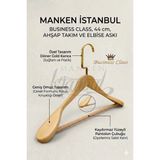 Manken İstanbul Business Class 25 Adet 44 cm Gold Italyan Kanca Masif Ahşap Elbise Askısı Palto Askısı Ceket Askısı - Ahşap Rengi