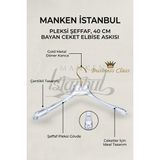 Manken İstanbul Business Class 3 Adet 40 cm Pleksi Şeffaf Gold Kanca Elbise Askısı Palto Ceket Askısı