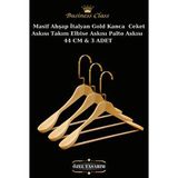 Manken İstanbul Business Class 3 Adet 44 Cm Gold İtalyan Kanca Masif Ahşap Elbise Askısı Palto Askısı Ceket Askısı Bej