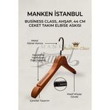 Manken İstanbul Business Class 3 Adet 44 cm Siyah Italyan Kanca Masif Ahşap Takım Elbise Askısı Palto Ceket Askısı