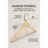 Manken İstanbul Business Class 45 cm Gold Italyan Kanca 3 Adet Ceket Askısı Buluz Askısı Elbise Askısı Ahşap Askı - Ahşap Rengi
