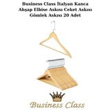 Manken İstanbul Business Class 45 cm Italyan Kanca 20 Adet Ceket Askısı Buluz Askısı Elbise Askısı Ahşap Askı - Ahşap Rengi