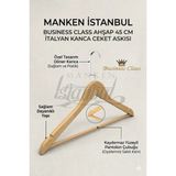 Manken İstanbul Business Class 45 Cm İtalyan Kanca 3 Adet Ceket Askısı Buluz Askısı Elbise Askısı Ahşap Askı