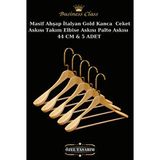 Manken İstanbul Business Class 5 Adet 44 Cm Gold İtalyan Kanca Masif Ahşap Elbise Askısı Palto Askısı Ceket Askısı Bej
