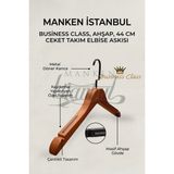Manken İstanbul Business Class 5 Adet 44 cm Siyah Italyan Kanca Masif Ahşap Takım Elbise Askısı Palto Ceket Askısı