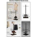 Manken İstanbul Delüks Siyah Metal Dekoratif Terzi Mankeni Ayağı - Pantolon Askılı ve Ayakkabı Standlı