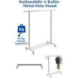 Manken İstanbul Katlanabilir Tekerlekli Metal Orta Stand Elbise Askısı Mağaza Askısı - 001-Renkli