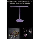 Manken İstanbul Metal Lila T Kolye Askısı Takı Düzenleyici Takı Askısı Takı Standı Tesbih Askısı Bileklik Askısı