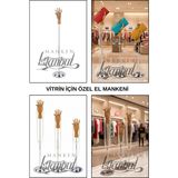 Manken İstanbul Metal Standlı Asansörlü Ayarlanabilir Ahşap El - Vitrin Için Özel El Mankeni - 001-Renkli