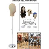 Manken İstanbul Vitrinler İçin Özel Metal Standlı Kafa Mankeni - Hafif Ve Estetik Aksesuar Mankeni - 001-Renkli