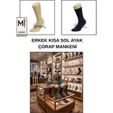 Manken İstanbul Yerli Üretim Yüksek Kalite Polyester Erkek Sol Ayak Kısa Çorap Mankeni - Gri
