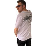Manklas Erkek Tişört Baskılı Bisiklet Yaka Oversize Beyaz Comfort T-Shirt Erkek Tshirt