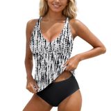 MaNMaNing Bayan iki parçalı mayo, çiçek baskılı, tankini üst ve yüksek bel pantolon, bikini seti kadın (, gri (light grau), S