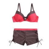 MaNMaNing Bayan renkli mayo bikini seti Push Up dolgulu tankini seti iki parçalı kadın mayosu (, Kırmızı, L