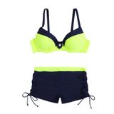 MaNMaNing Bayan renkli mayo bikini seti Push Up dolgulu tankini seti iki parçalı kadın mayosu (, Sarı, XL