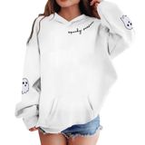 MaNMaNing Cadılar Bayramı kapüşonlu kazak, kız ve erkek çocuk, hayalet, harf baskılı, uzun kollu, bol sweatshirt, kazak, çocuk kostümü, Beyaz, 7-8 Yaş