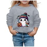 MaNMaNing Çocuk Cadılar Bayramı Moda Baskılı Yuvarlak Yaka Kapüşonsuz Uzun Kollu Sweatshirt Kazak Erkek Kız Kostüm, Gri, 4-5 Yaş