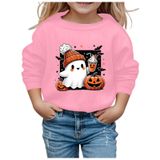 MaNMaNing Çocuk Cadılar Bayramı Moda Baskılı Yuvarlak Yaka Kapüşonsuz Uzun Kollu Sweatshirt Sevimli Kazak Erkek Kız Kostüm, Pembe., 3-4 Yaş