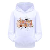 MaNMaNing Çocuk Cadılar Bayramı Uzun Kollu Harf Baskılı Sıcak Kapüşonlu Kazak Üst Sweatshirt Erkek Kız Çocuk Kostümü, Beyaz, 6-7 Yaş