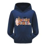 MaNMaNing Çocuk Cadılar Bayramı Uzun Kollu Harf Baskılı Sıcak Kapüşonlu Kazak Üst Sweatshirt Erkek Kız Çocuk Kostümü, Lacivert, 3-4 Yaş