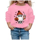 MaNMaNing Çocuk Modası Cadılar Bayramı Baskılı Sevimli Yuvarlak Yaka Kapüşonsuz Uzun Kollu Sweatshirt Kazak Erkek Kız Kostüm, Pembe., 3-4 Yaş