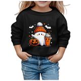MaNMaNing Çocuk Modası Cadılar Bayramı Baskılı Yuvarlak Yaka Kapüşonsuz Uzun Kollu Sweatshirt Kazak Erkek Kız Kostüm, Siyah, 11-12 Yaş
