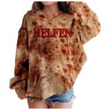 MaNMaNing Erkek Cadılar Bayramı Kapüşonlu Kazak Kan Sıçraması Üst Günlük Rahat Rol Oyunu Sweatshirt Erkek Çocuk 2 12 Yaş Kostüm, Gri, 5-6 Yaş