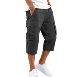 MaNMaNing Erkek kargo pantolon, çok cepli, dış mekan iş kıyafeti, boş zaman pantolonu, rahat kalıp, fermuarlı, cepli pantolon, erkek (, Siyah, M
