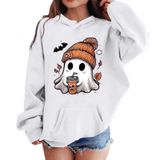 MaNMaNing Erkek Kız Cadılar Bayramı Kapüşonlu Kazak Bol Spor Baskı Uzun Kollu Üst Sweatshirt Çocuk 3 12 Yaş Kostüm, Beyaz, 7-8 Yaş