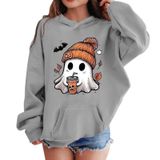 MaNMaNing Erkek Kız Cadılar Bayramı Kapüşonlu Kazak Bol Spor Baskı Uzun Kollu Üst Sweatshirt Çocuk 3 12 Yaş Kostüm, Gri, 5-6 Yaş