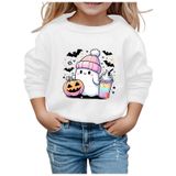 MaNMaNing Erkek Kız Çocuk Kazak Gündelik Bol Çocuk Yuvarlak Yaka Uzun Kollu Kapüşonlu Kazak Cadılar Bayramı Sweatshirt Çocuk Kostümü, Beyaz, 5-6 Yaş