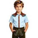 MaNMaNing Genç Batı Baskılı Kovboy Tarzı Kısa Kollu Gömlek Düğmeli Cadılar Bayramı Kostüm Gömlek Erkek Çocuk 3 14 Yaş, Açık mavi, 3-4 Yaş
