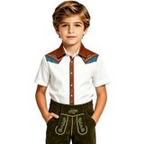 MaNMaNing Genç Batı Baskılı Kovboy Tarzı Kısa Kollu Gömlek Düğmeli Cadılar Bayramı Kostüm Gömlek Erkek Çocuk 3 14 Yaş, Beyaz, 9-10 Yaş