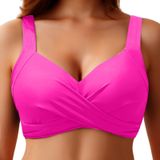 MaNMaNing Kadın askılı bikini üstü Push Up dolgulu mayo üstü ayarlanabilir konforlu plaj kadın bikini üstü (, sıcak gül rengi, XXL