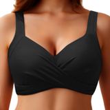 MaNMaNing Kadın askılı bikini üstü Push Up dolgulu mayo üstü ayarlanabilir konforlu plaj kadın bikini üstü (, Siyah, S