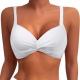 MaNMaNing Kadın askılı bikini üstü Push Up dolgulu mayo üstü ayarlanabilir tek renkli plaj kadın bikini üstü (, Beyaz, XL