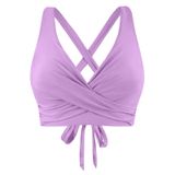 MaNMaNing Kadın ayarlanabilir bikini üstü askılı Push Up Full Coverage Crop Top mayo üstü kadın (, Mor, M