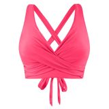MaNMaNing Kadın ayarlanabilir bikini üstü askılı Push Up Full Coverage Crop Top mayo üstü kadın (, Pembe., S