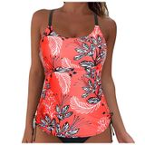 MaNMaNing Kadın bağcıklı bikini üstü askılı tam kaplama Push Up Crop Top bağlamak için ayarlanabilir sırt bağı kadın (, Kırmızı, L