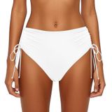 MaNMaNing Kadın Bikini Altı Baskılı Düşük Bel Brezilya Yan Tie Tanga Slip Mayo Kadın (, Beyaz, M