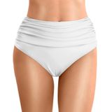 MaNMaNing Kadın Bikini Altı Yüksek Bel Büyük Beden Toplanmış Yüksek Kesim Elastik Spor Yoga Şortu Mayo Plaj Yaz Kadın (, Beyaz, XL