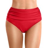 MaNMaNing Kadın Bikini Altı Yüksek Bel Büyük Beden Toplanmış Yüksek Kesim Elastik Spor Yoga Şortu Mayo Plaj Yaz Kadın (, Kırmızı, XXL