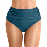 MaNMaNing Kadın Bikini Altı Yüksek Bel Büyük Beden Toplanmış Yüksek Kesim Elastik Spor Yoga Şortu Mayo Plaj Yaz Kadın (, Lacivert, XL