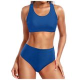 MaNMaNing Kadın bikini seti Push Up çıkarılabilir dolgulu seksi iki parçalı mayo retro toplanmış yüksek bel baskılı mayo kadın seti (, Mavi, XL