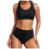 MaNMaNing Kadın bikini seti Push Up çıkarılabilir dolgulu seksi iki parçalı mayo retro toplanmış yüksek bel baskılı mayo kadın seti (, Siyah, M