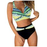 MaNMaNing Kadın bölünmüş mayo bikini seksi kenar çizgili bikini seti Push Up iki parçalı plaj kadın mayo (, Sarı, M